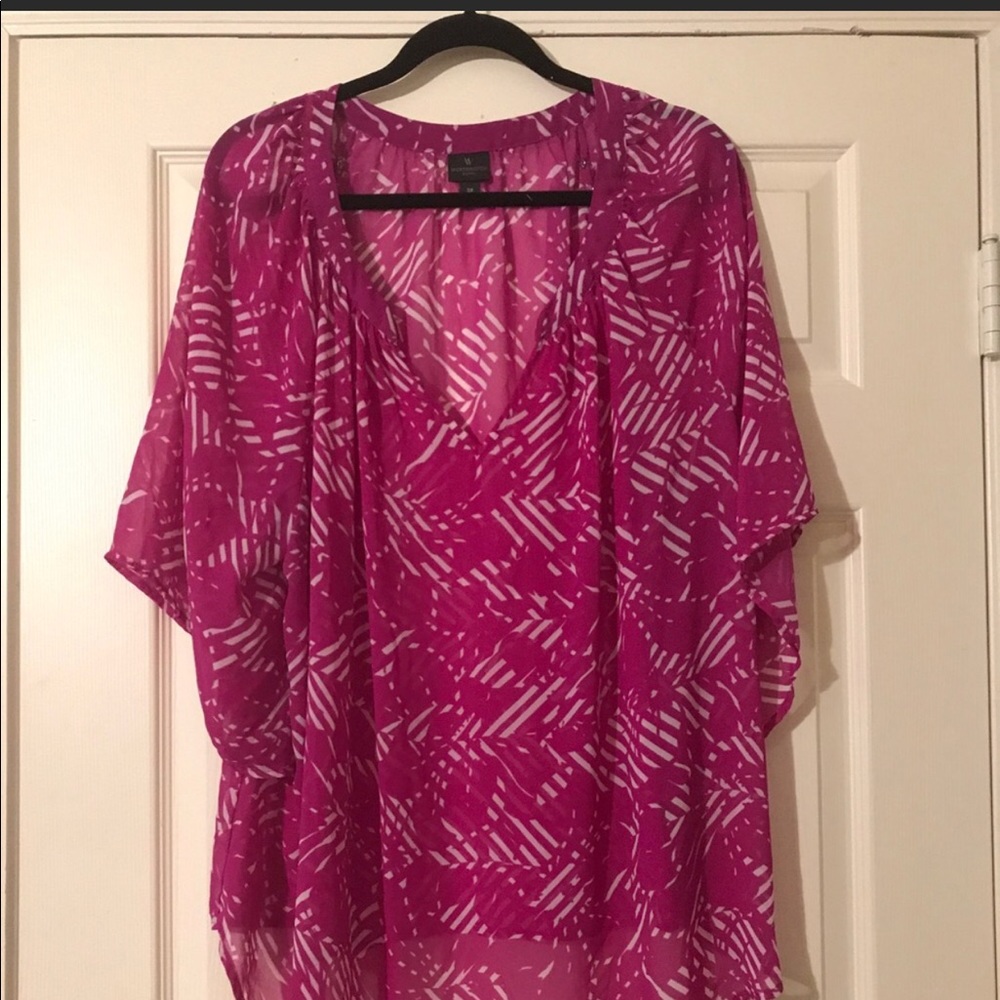 Sheer Fuchsia and White Top